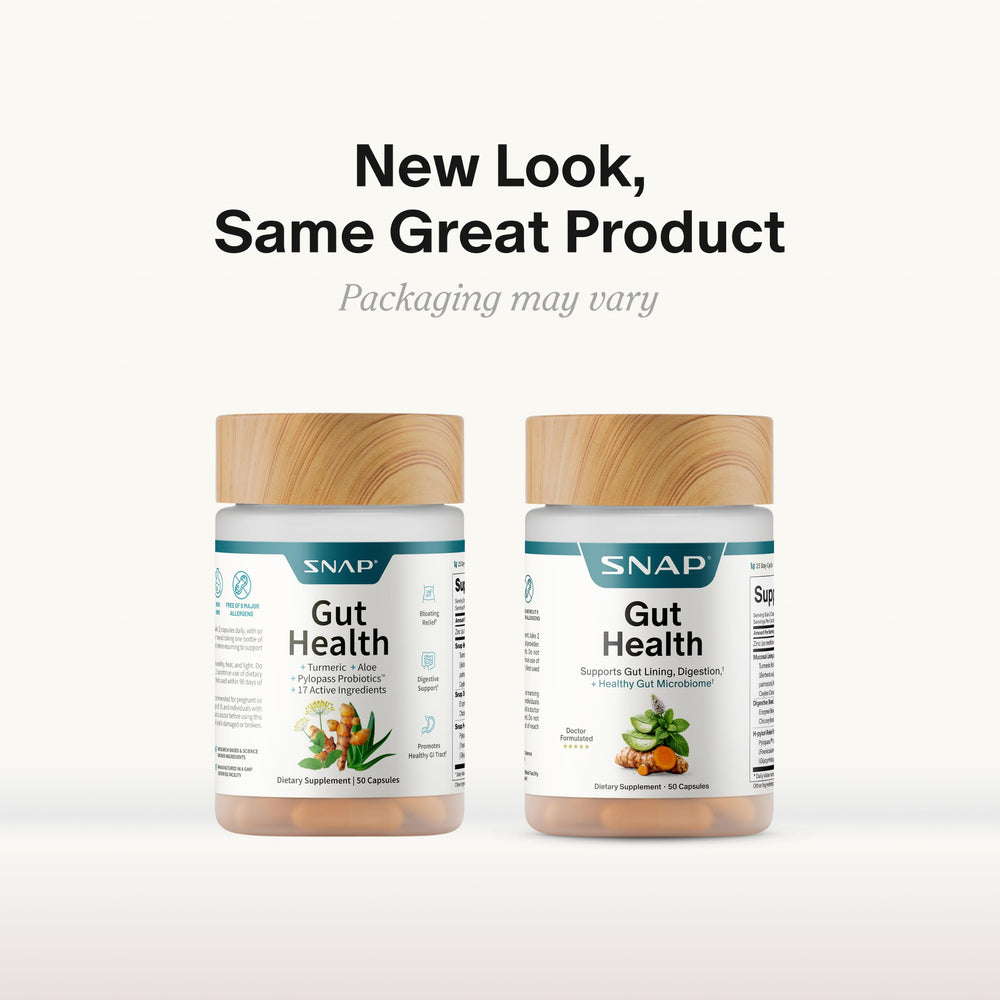 Snap Supplements empaque y certificado GMP simbolizando calidad