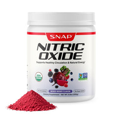 Snap Supplements frente del envase mostrando diseño y sabor mixed berry, conveniencia