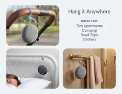 SNOOZ Go 2 junto a un teléfono para comparar tamaño, compacto y portátil