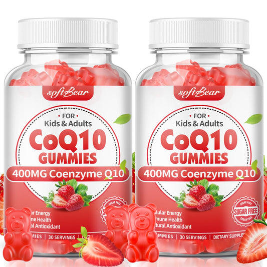 Softbear CoQ10 Gomitas frasco: energía diaria y sabor a fresa