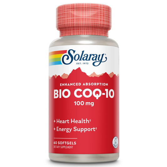 SOLARAY Bio CoQ-10 frasco; cápsulas para energía diaria.