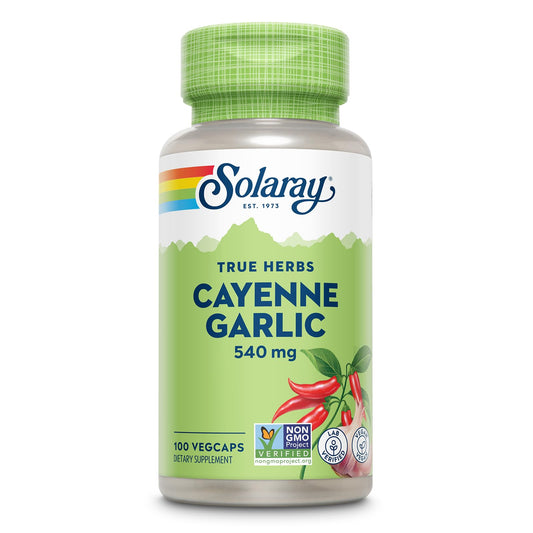 SOLARAY Cayenne Garlic botella-vertido: sensación picante para el bienestar diario