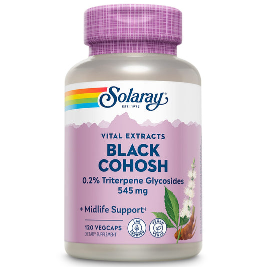 SOLARAY Cohosh Negro cápsulas veganas para mujeres, soporte diario tranquilo