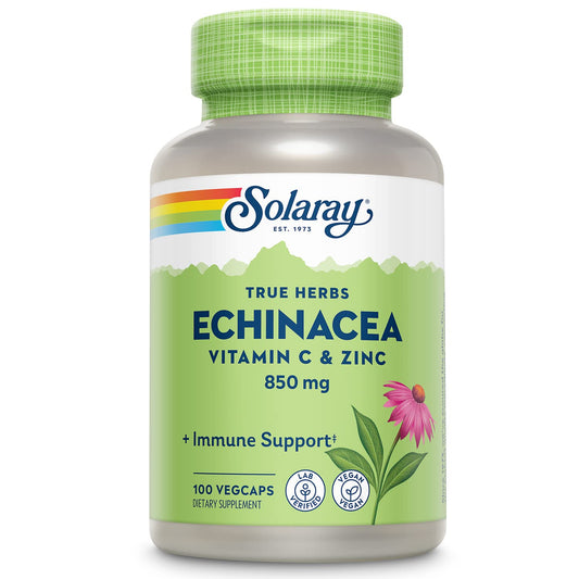 SOLARAY Echinacea Vitamina C Zinc cápsulas: apoyo inmunitario diario en formato práctico