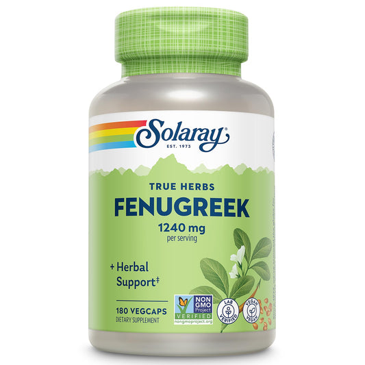 SOLARAY Fenogreco Semilla 1240 mg en botella para apoyar la digestión.