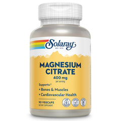 SOLARAY frasco delante mostrando etiqueta clara y beneficio de magnesio