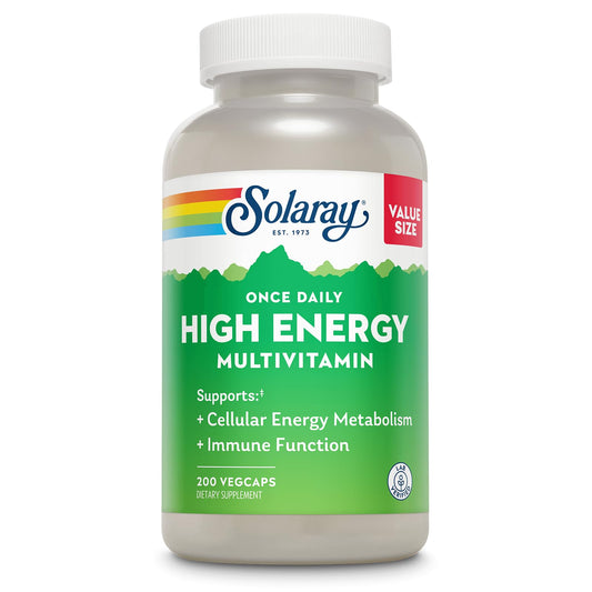 SOLARAY frasco frontal mostrando etiqueta clara y beneficio energético