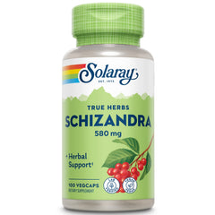 SOLARAY Schizandra bayas 580 mg en botella, apoyo a la rutina diaria.