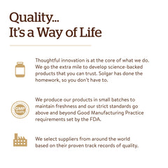 Solgar Complejo-B con Vitamina C, etiqueta kosher y apto para veganos.