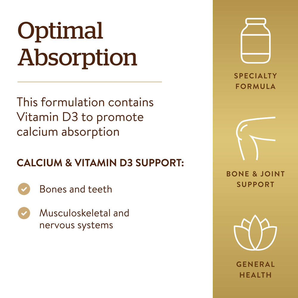Solgar etiqueta Calcium Citrate con D3: información clara para apoyo musculoesquelético