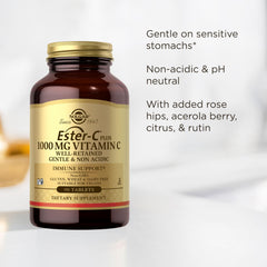Solgar Ester-C ingredientes naturales acerola y rosa mosqueta reforzando nutrientes