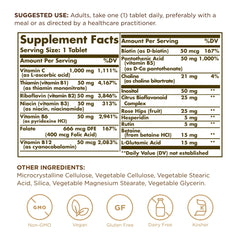 Solgar Fórmula Compleja B+C Estrés, etiqueta clara para dosis diaria