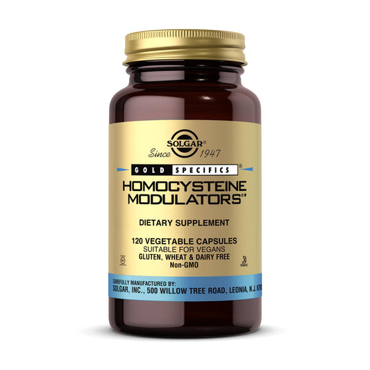 Solgar moduladores de homocisteína, botella frontal, fácil de incorporar en la rutina diaria