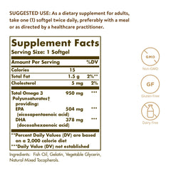 Solgar Omega-3 950 mg - etiqueta detallada para control de dosis
