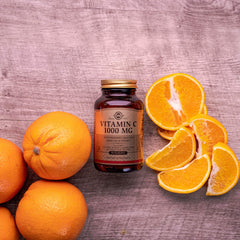 Empaque claro de Solgar Vitamin C 1000 mg mostrando la composición