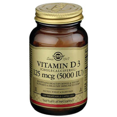 Etiqueta de Solgar Vitamina D3 detallada, resaltando dosis y ausencia de alérgenos