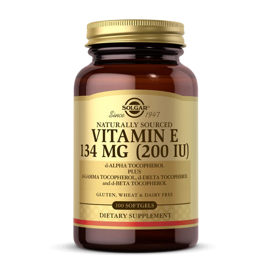 Solgar Vitamina E 200 UI, cápsulas blandas en frasco, antioxidante natural