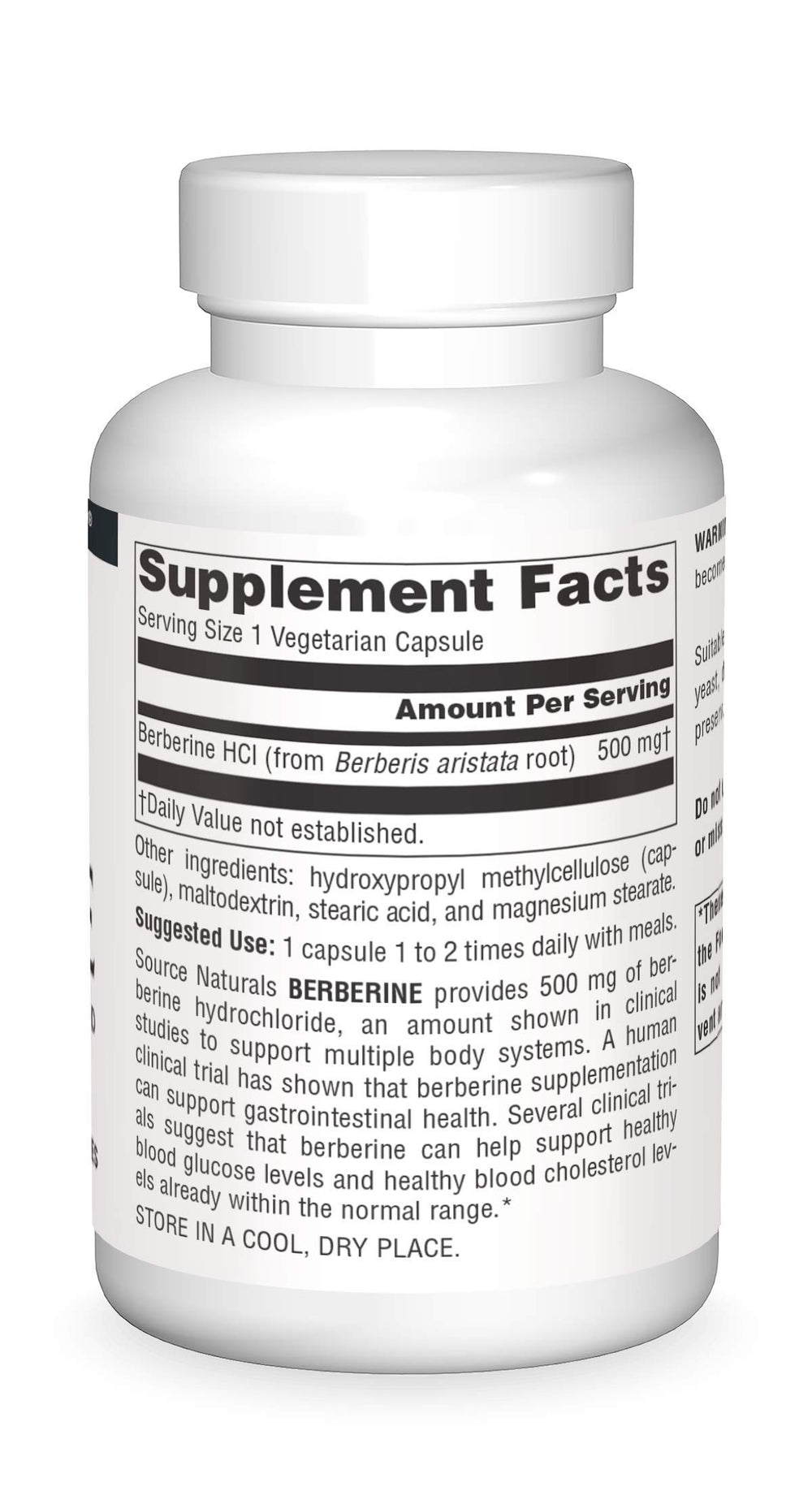 Source Naturals Berberine label detail shows vegan-friendly and clean ingredients.