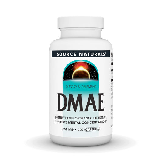 Source Naturals envase frontal que destaca 200 cápsulas para concentración