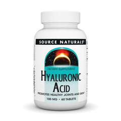 Source Naturals Hyaluronic Acid tablets in bottle front showing daily use potential