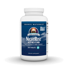Source Naturals NightRest vista frontal del envase mostrando tabletas