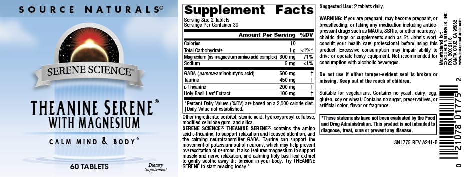 Source Naturals Serene Science tabletas con magnesio para apoyo general