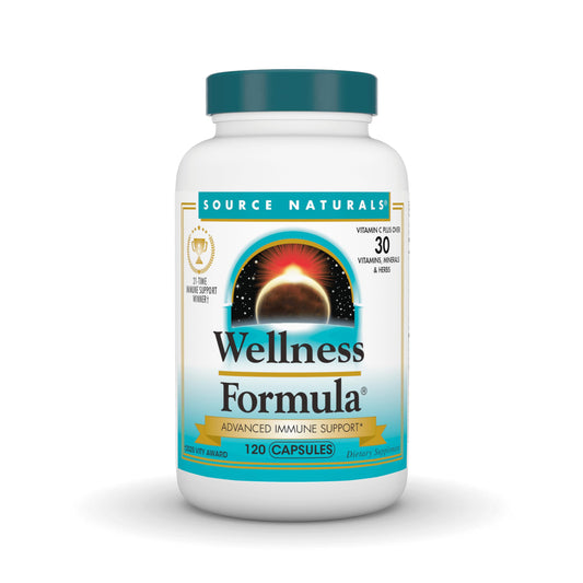 Source Naturals Wellness Formula, botella, apoyo diario al sistema inmune.