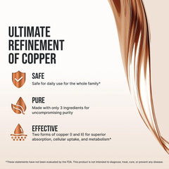 Sovereign Copper etiqueta destacando ingredientes puros y sin aditivos