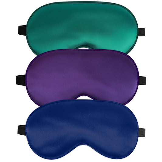 SpacePower Antifaz Seda Azul bloquea la luz para dormir mejor.