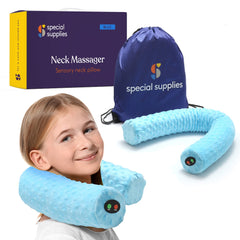 Special Supplies almohada frontal azul mostrando terciopelo y forma ergonómica, confort inmediato