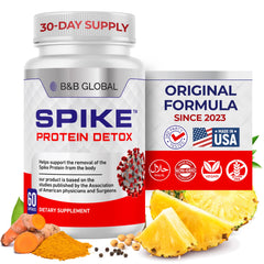 Spike Protein Detox frasco frontal mostrando etiqueta y beneficios
