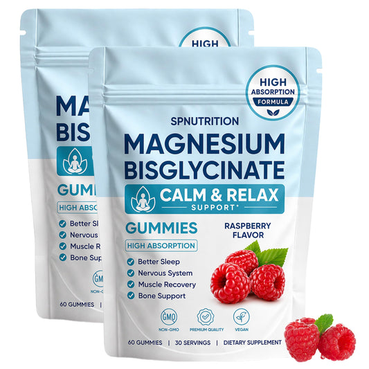 SPNUTRITION envase frontal mostrando 60 gomitas y beneficios