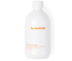 SpoiledChild envase frontal 450 ml mostrando etiqueta y beneficio de piel