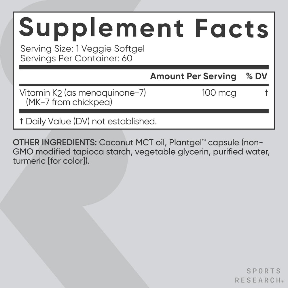 Sports Research aceite MCT de coco usado para mejor absorción del K2