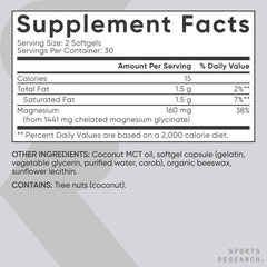 Sports Research caja de 60 cápsulas blanda destacando cantidad por envase
