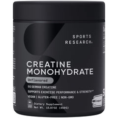 Sports Research tarro frontal mostrando el envase y marca, confianza en calidad