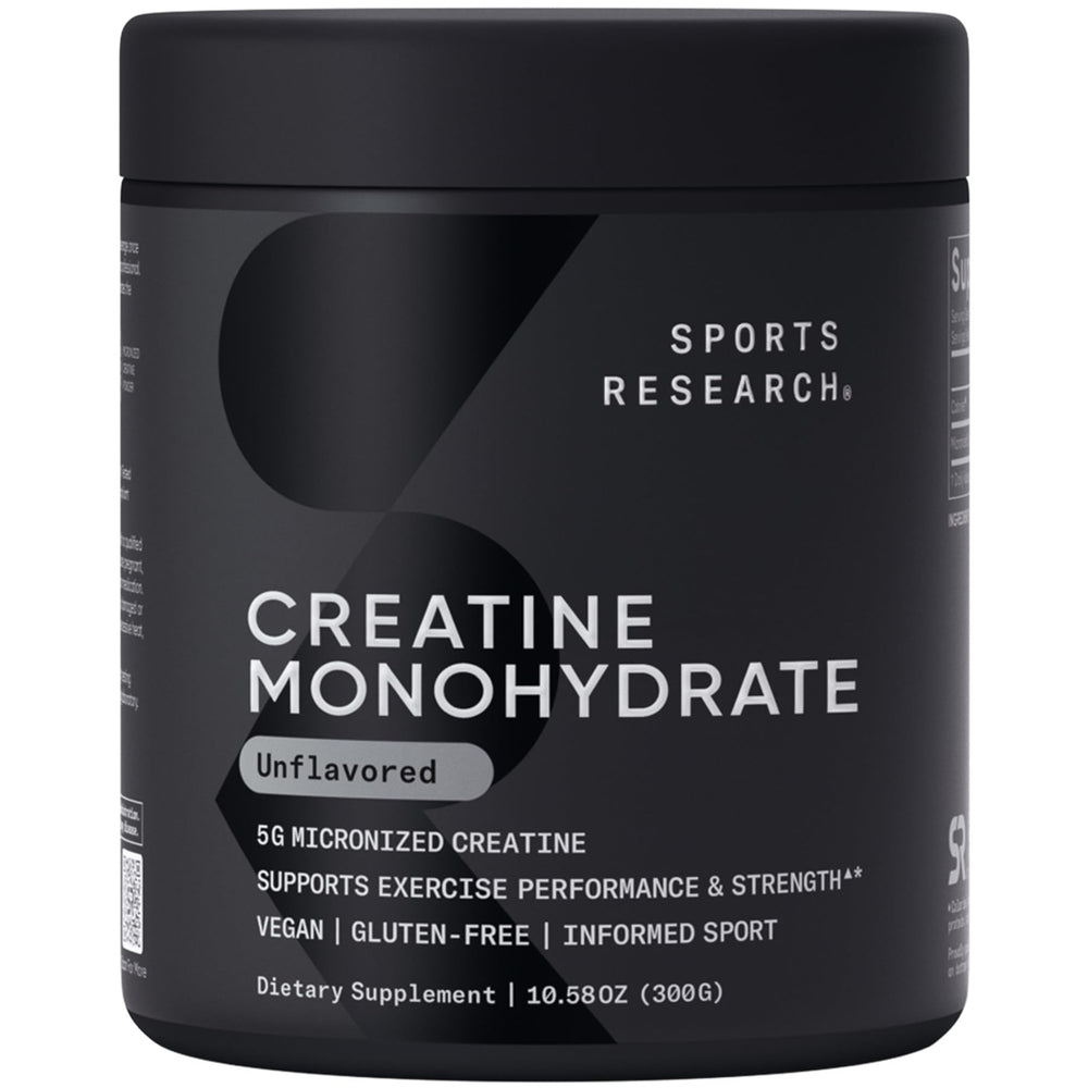 Sports Research envase frontal y diseño claro que inspira confianza