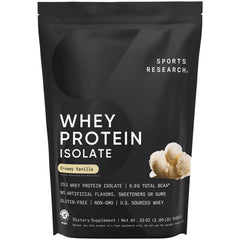 Sports Research paquete frontal crema vainilla mostrando diseño y peso
