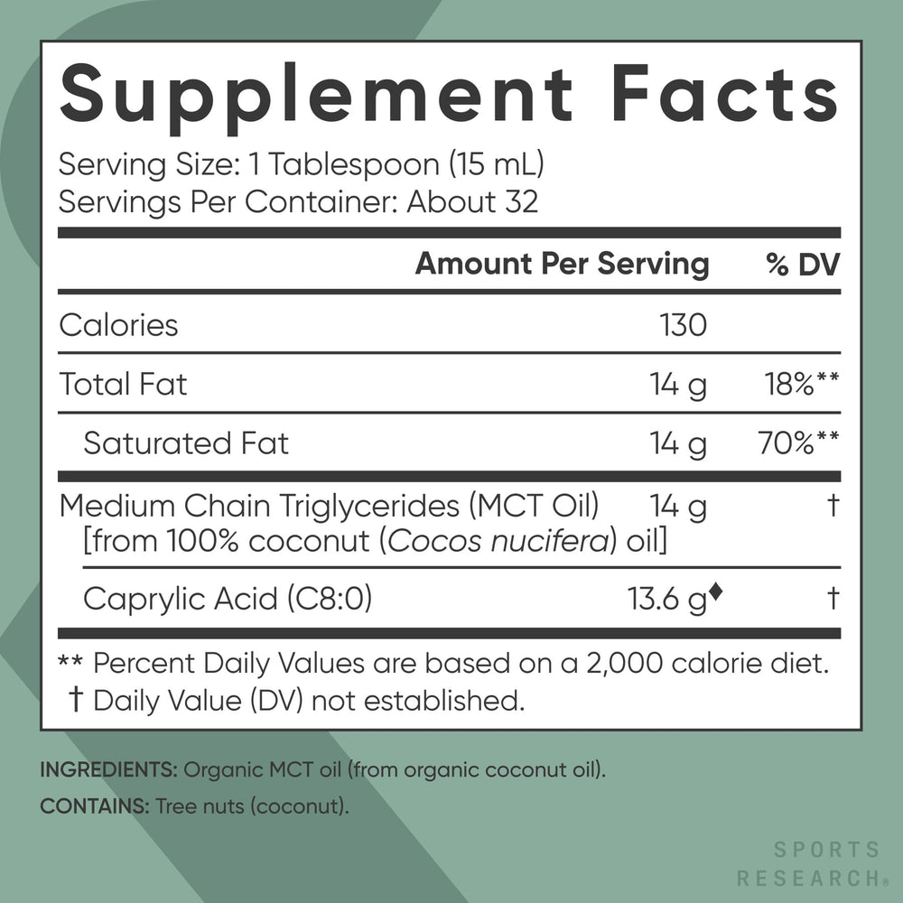 Sports Research primer plano de etiqueta con ingredientes orgánicos