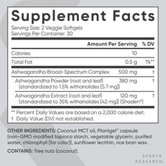 Sports Research etiqueta con información de ingredientes, transparencia y calidad