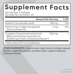 Sports Research etiqueta nutricional legible con información de ingredientes