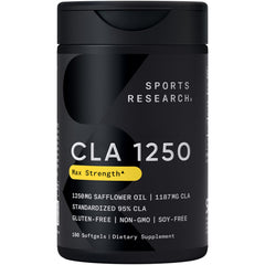 Sports Research frasco frontal que muestra 180 softgels y claridad de etiqueta