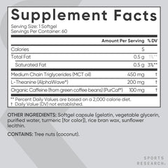 Sports Research softgel junto a regla para referencia de tamaño