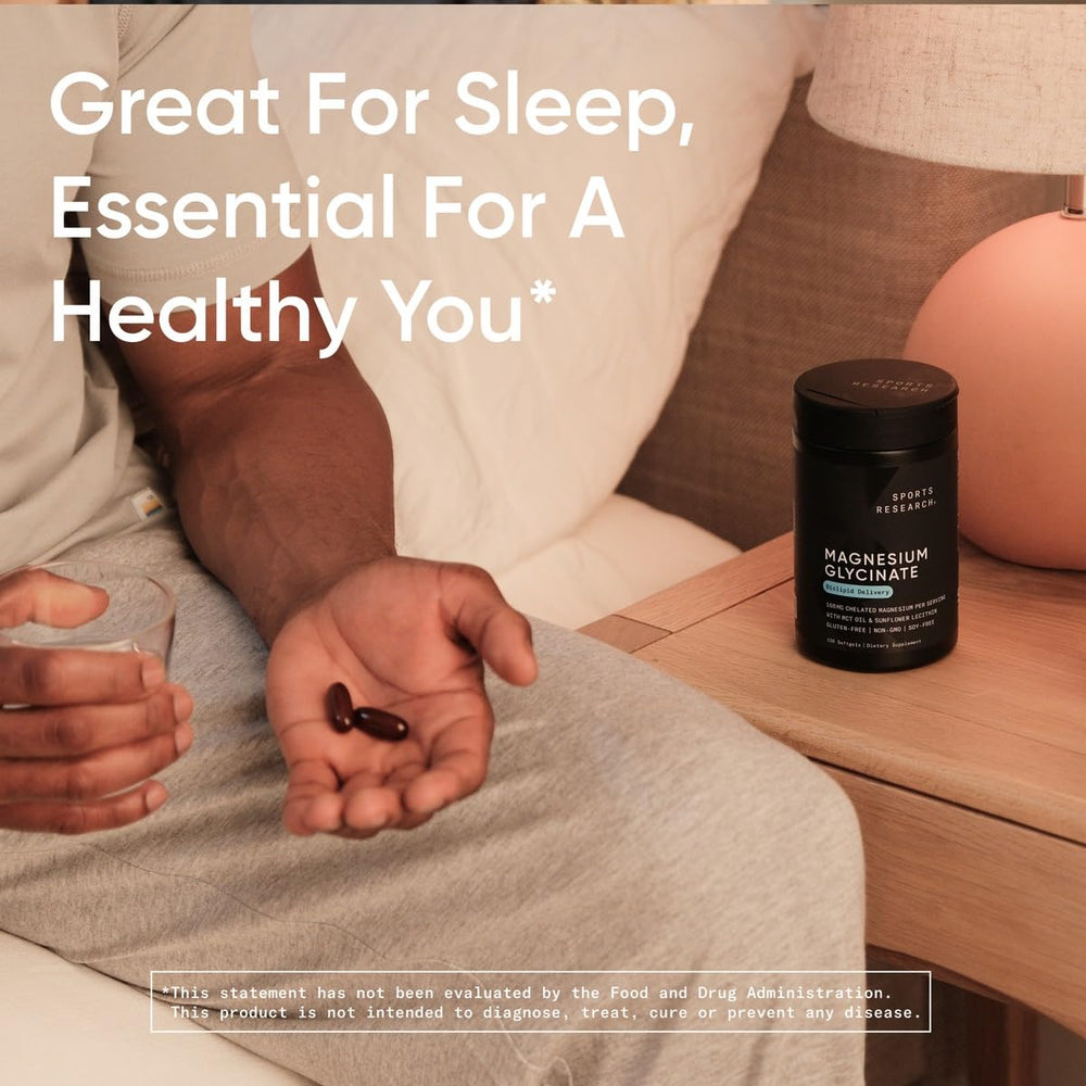 Sports Research cápsula antes de dormir en ambiente relajado sugiriendo calma