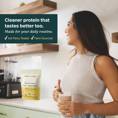 Vaso con batido de vainilla Sprout Living listo para beber, opción nutritiva rápida