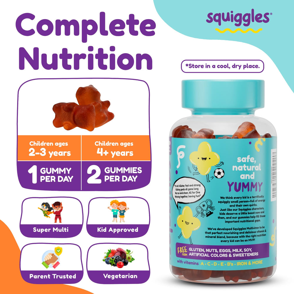 Squiggles etiqueta con información nutricional y lista de ingredientes