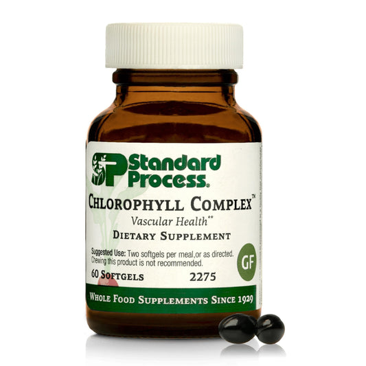 Standard Process botella frontal mostrando envase y 60 softgels como beneficio de conveniencia