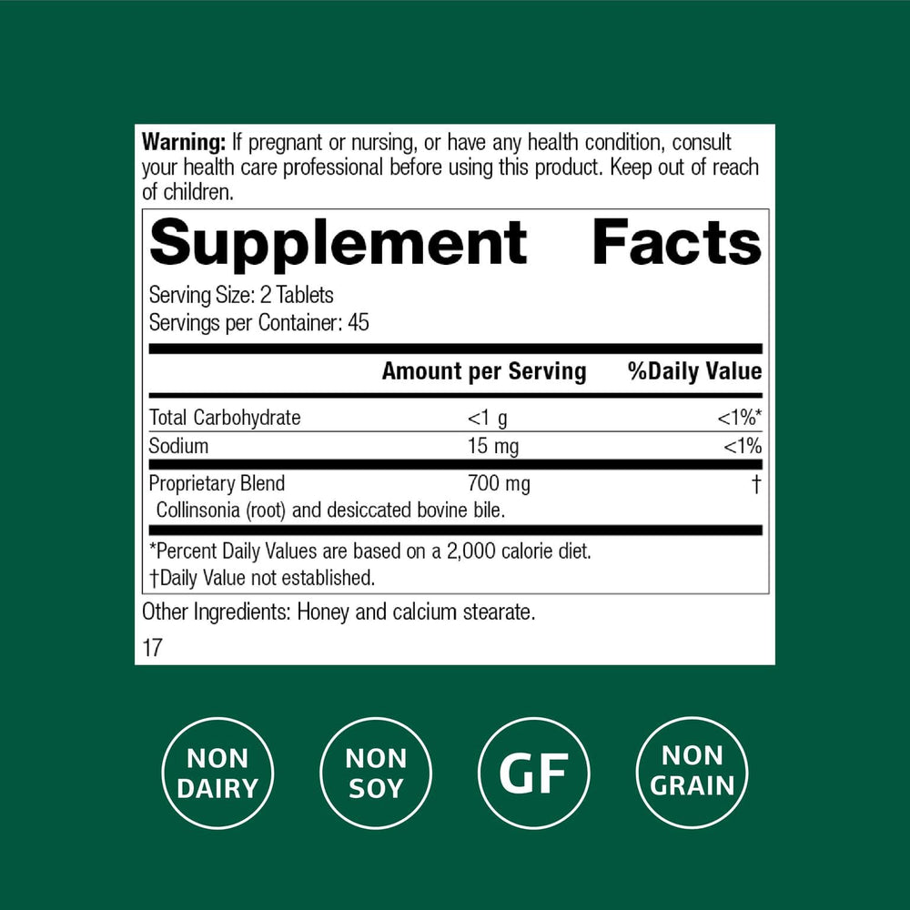 Standard Process Cholacol primer plano de tabletas detallando textura y forma