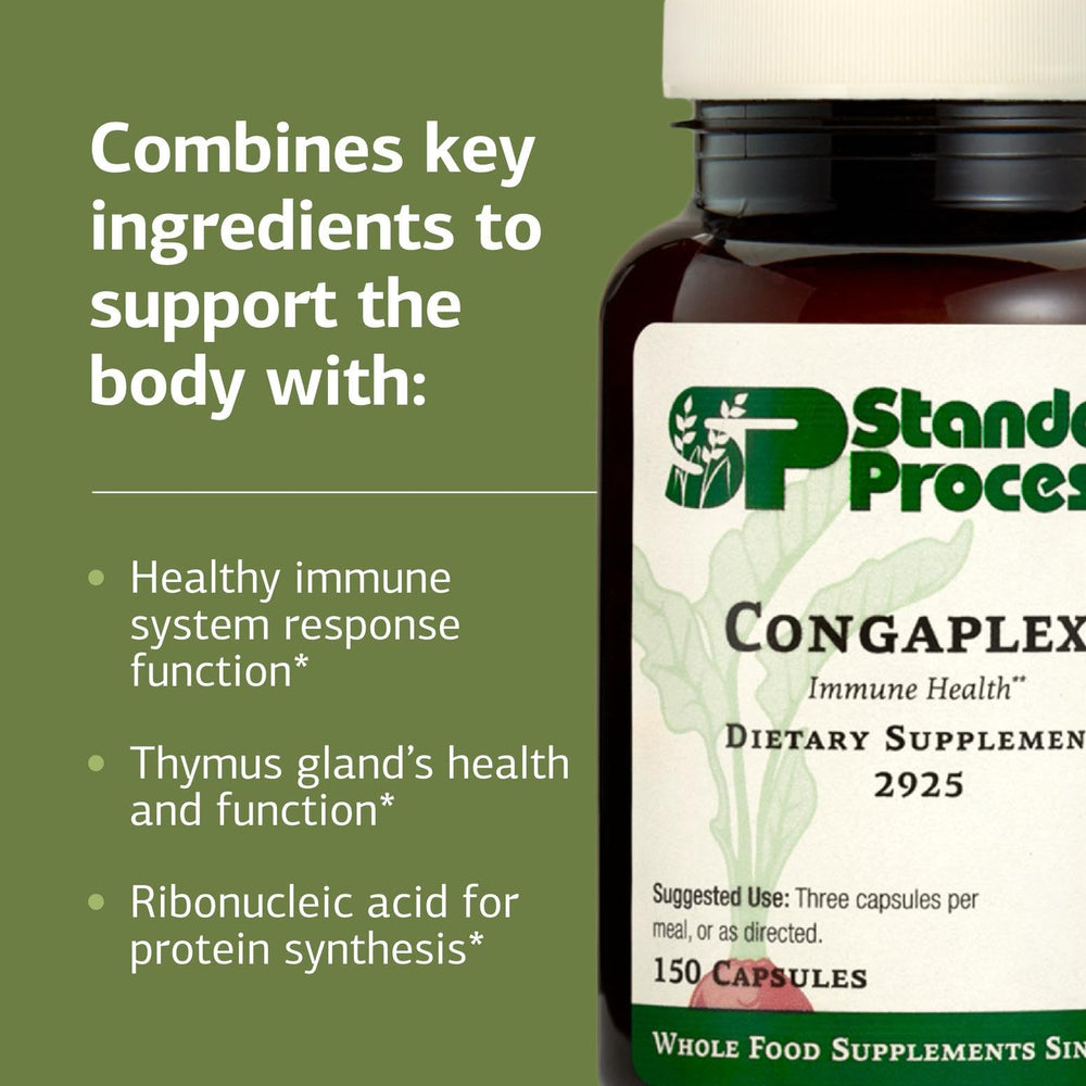 Standard Process Congaplex frasco comparado con objeto para referencia de tamaño
