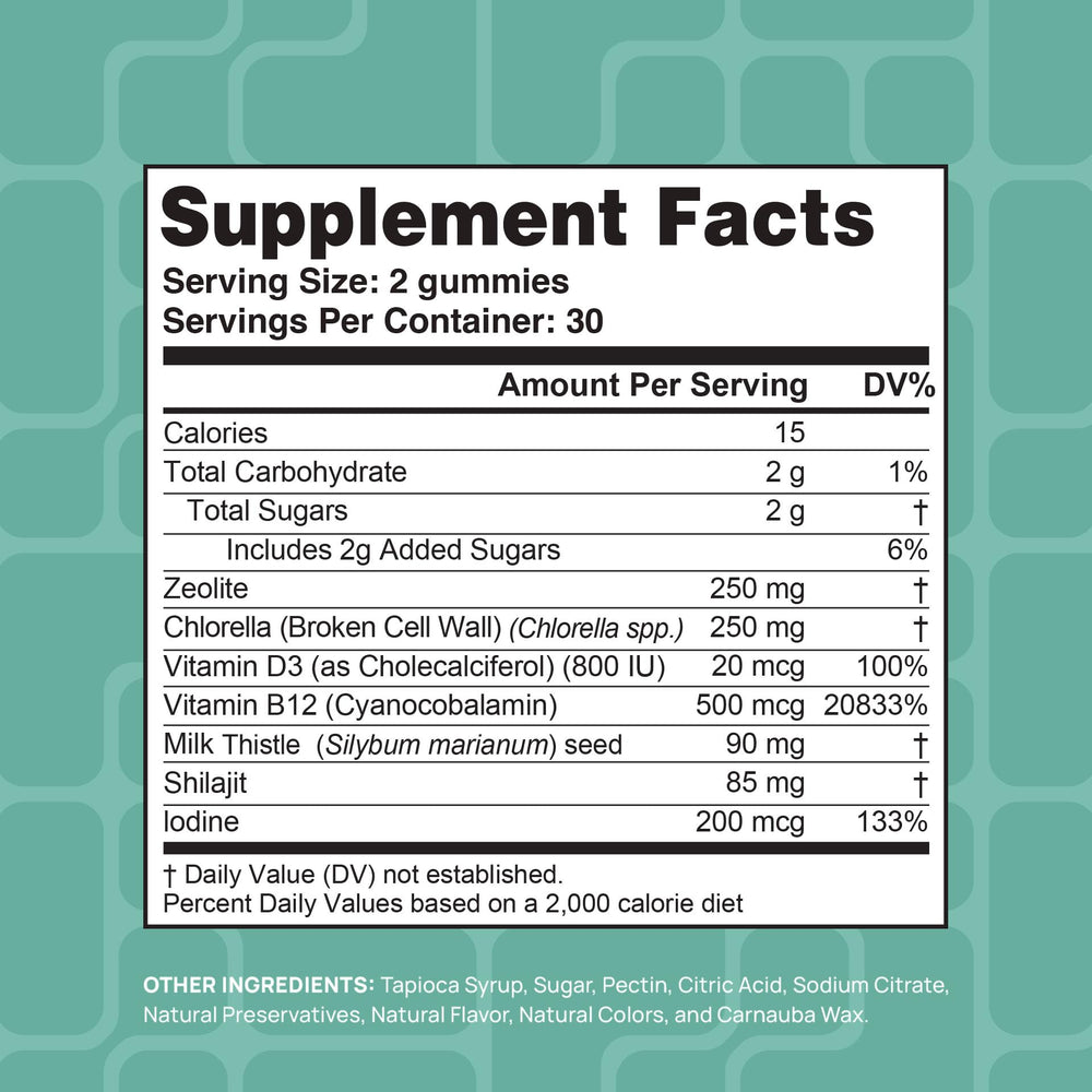 Stay-Well Naturals frasco abierto con gomitas Total Detox presentación práctica